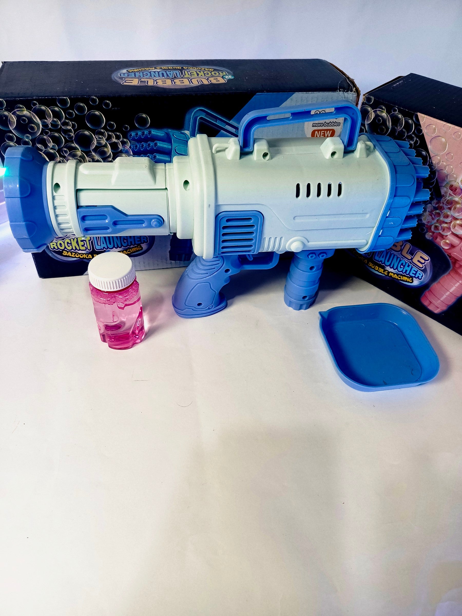 Bazooka Bubble Gun Machine for Kids – 32 Holes with Free Bubble Water Bottle