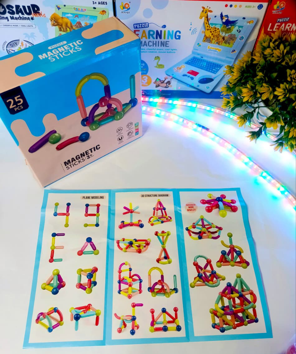 Magnetic Building Sticks & Blocks Toy Set – 25 Pieces Creative Learning Kit for Kids