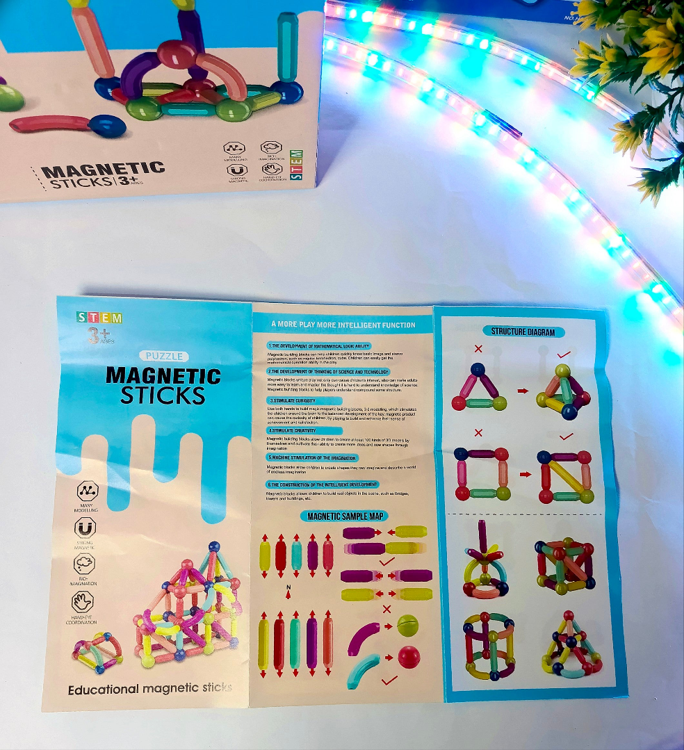Magnetic Building Sticks & Blocks Toy Set – 25 Pieces Creative Learning Kit for Kids
