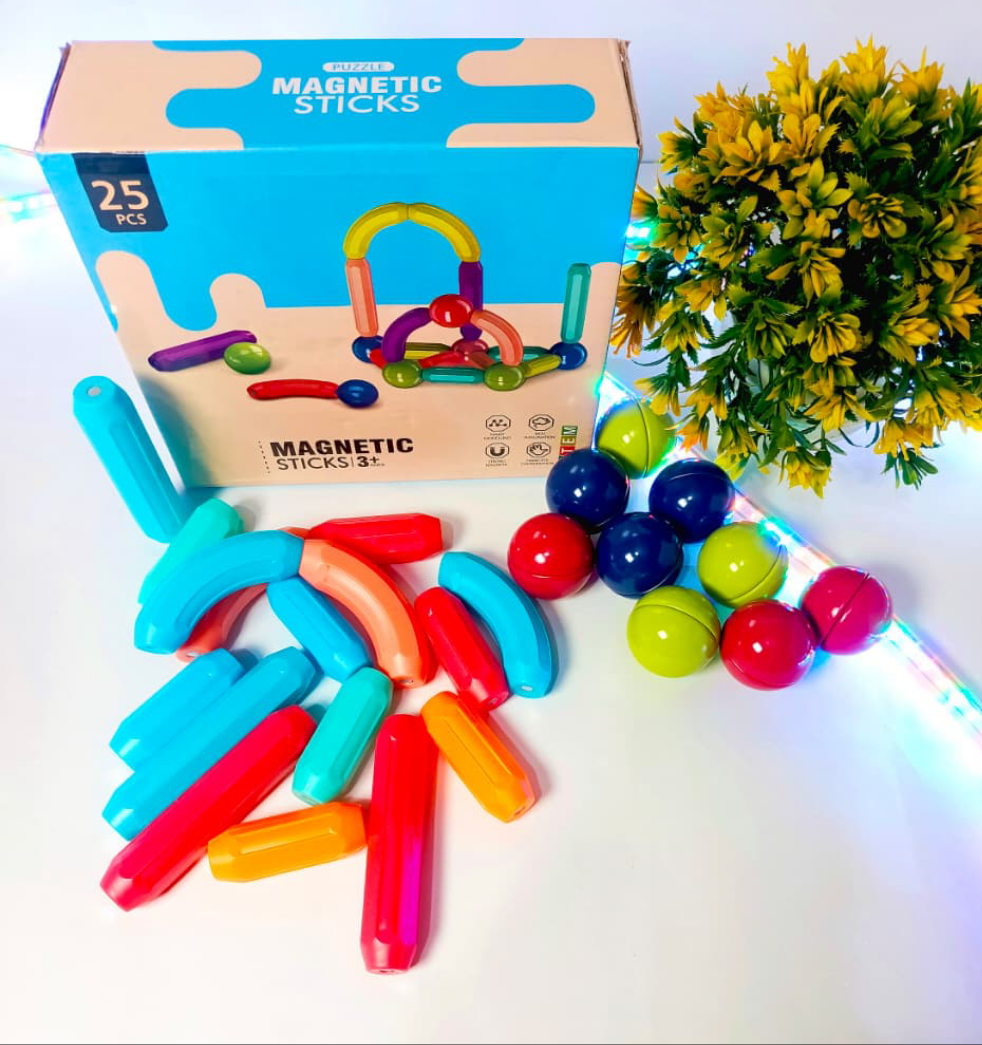 Magnetic Building Sticks & Blocks Toy Set – 25 Pieces Creative Learning Kit for Kids