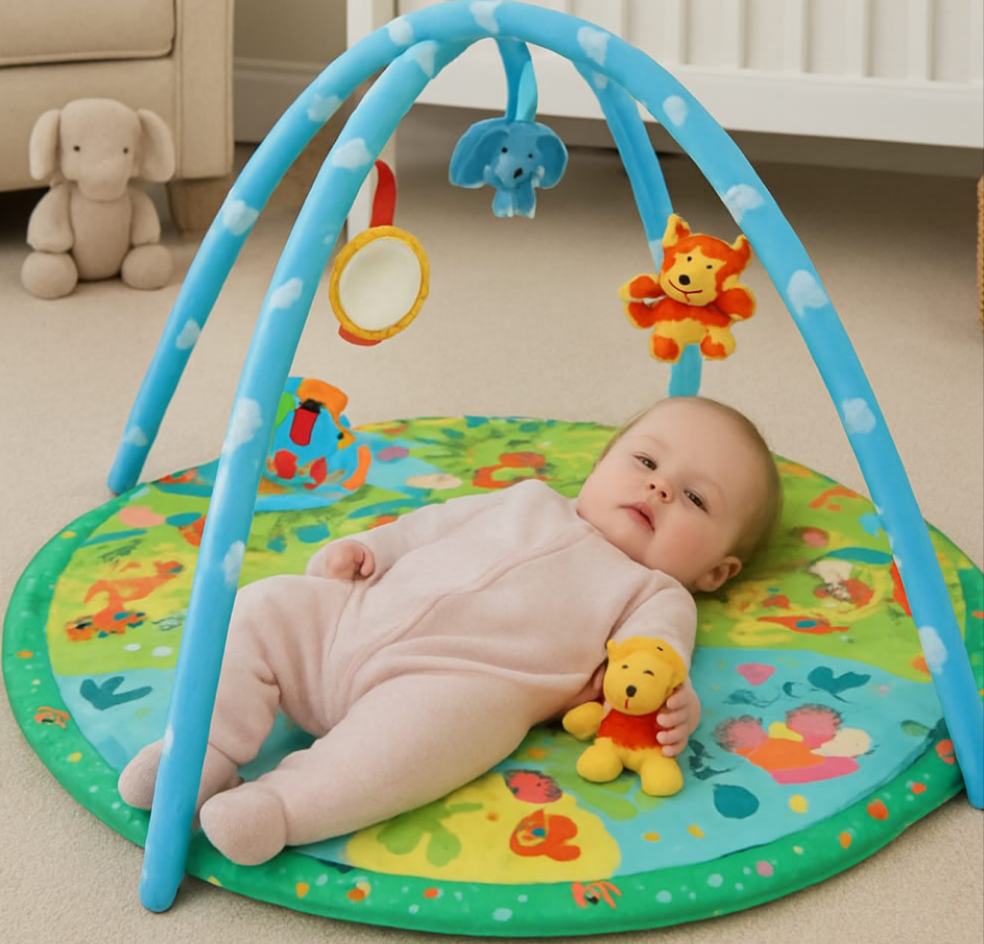Baby Play Gym Mat with Hanging Toys For Newborn – Soft & Interactive Activity Playmat