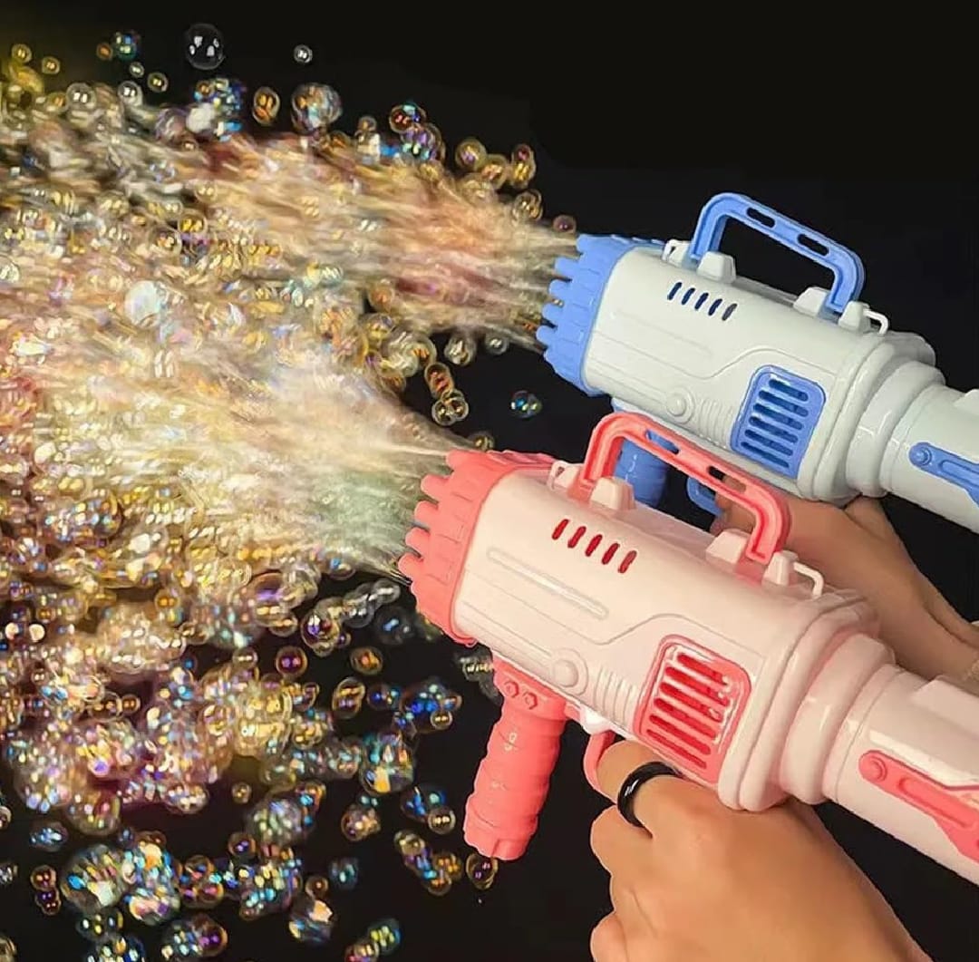 Bazooka Bubble Gun Machine for Kids – 32 Holes with Free Bubble Water Bottle