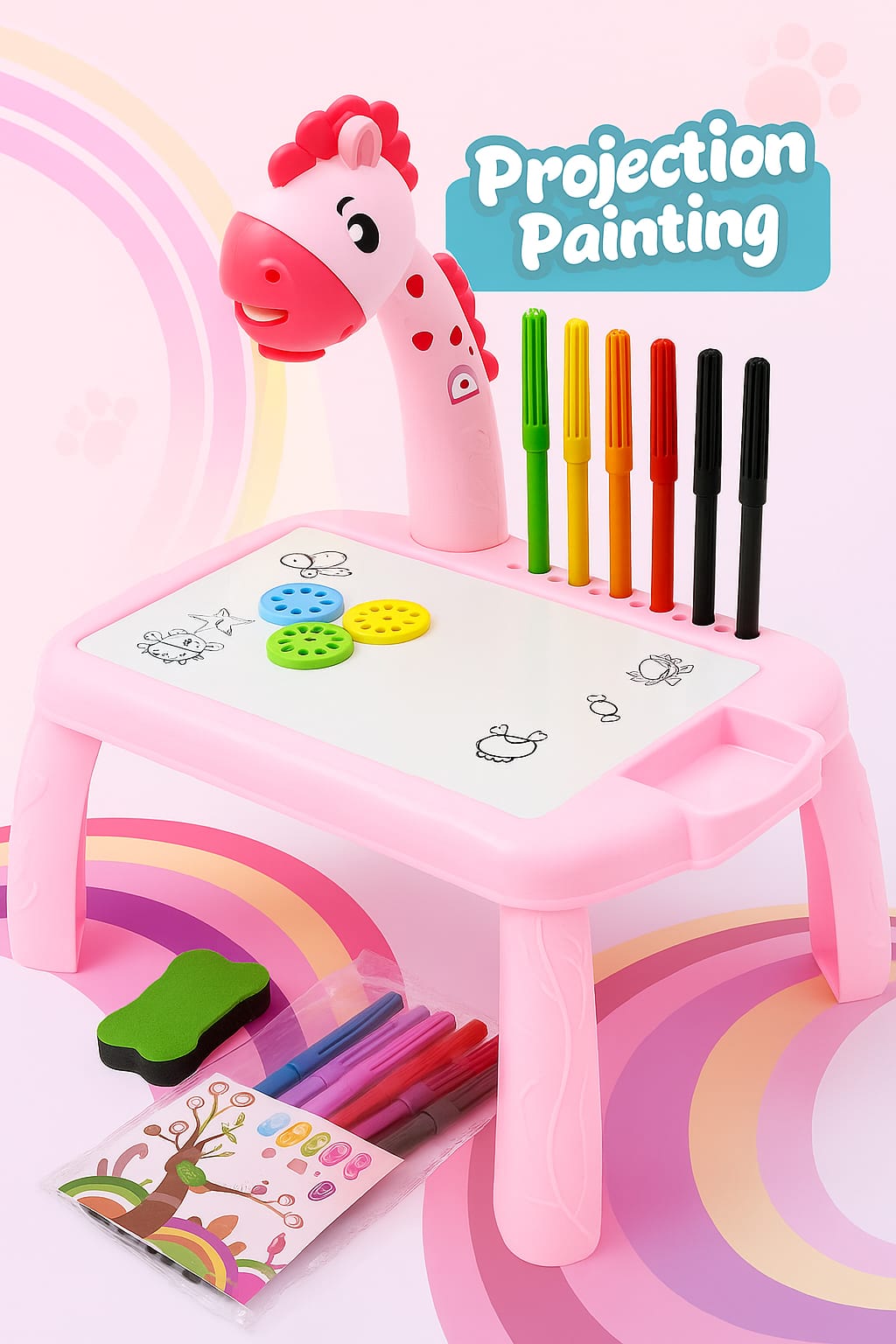 Projector Painting & Drawing Board for Kids – LED Light Projection Art Set