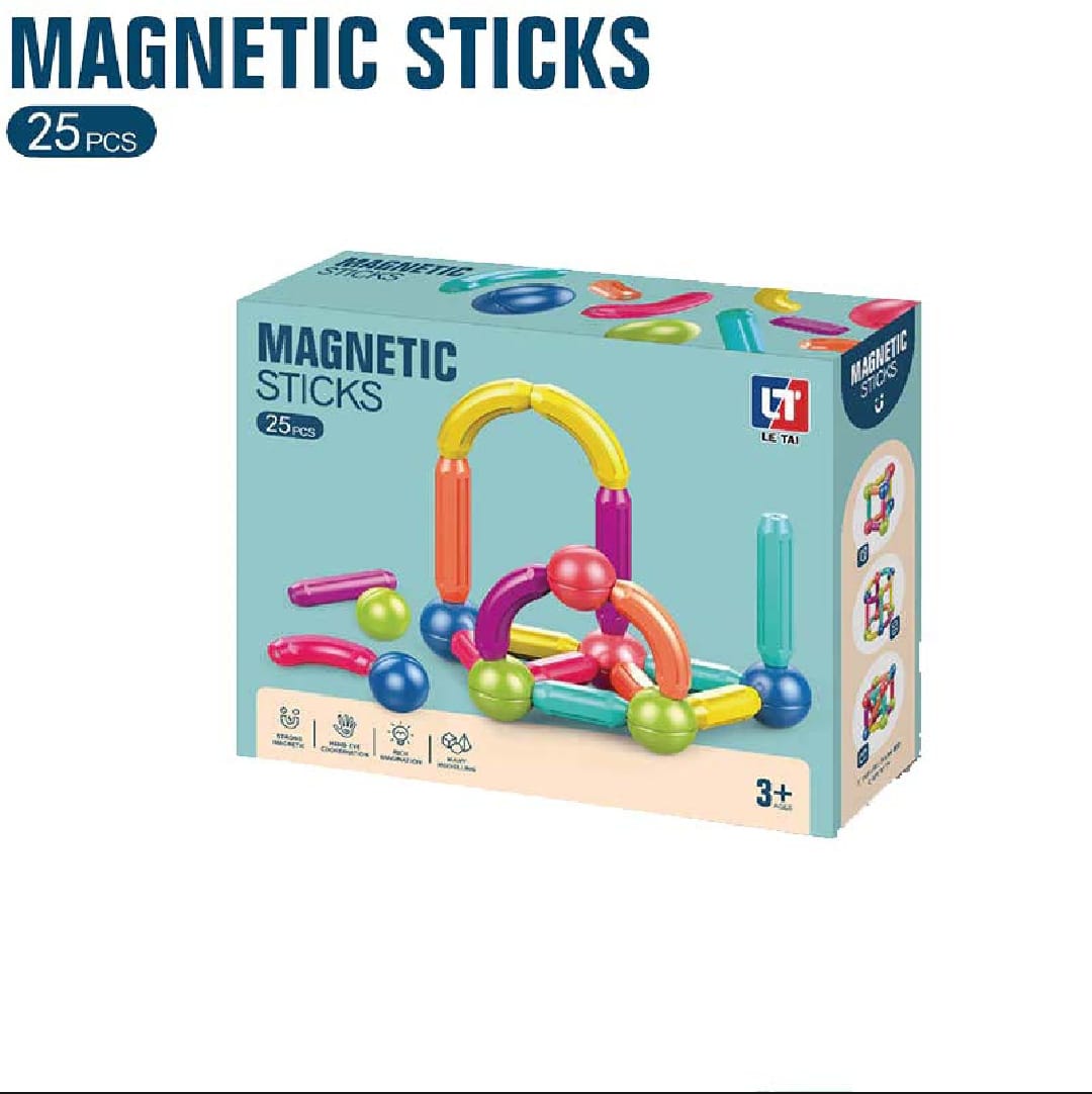 Magnetic Building Sticks & Blocks Toy Set – 25 Pieces Creative Learning Kit for Kids
