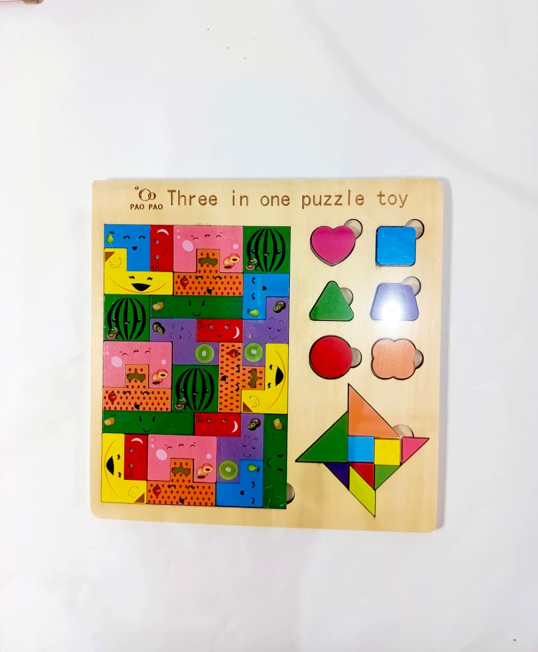 Wooden Puzzle Game 3-in-1 for Kids – Educational & Fun Learning Toy