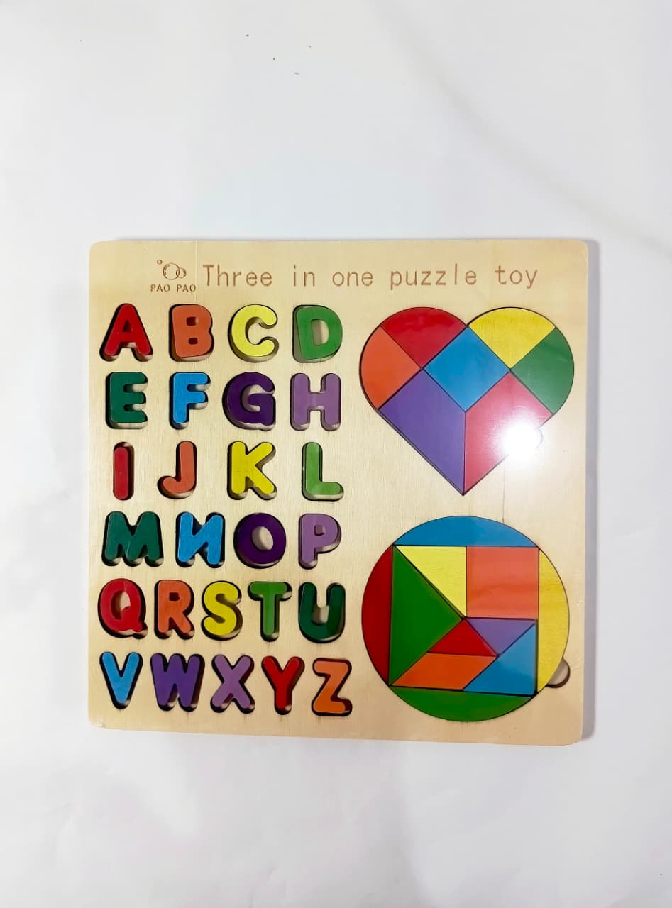 Wooden Puzzle Game 3-in-1 for Kids – Educational & Fun Learning Toy