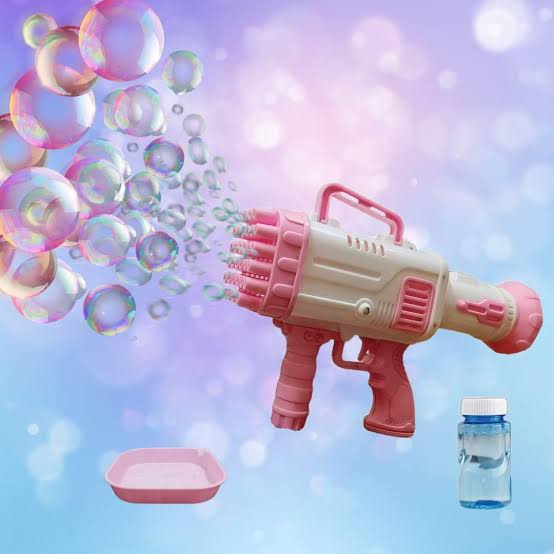 Bazooka Bubble Gun Machine for Kids – 32 Holes with Free Bubble Water Bottle