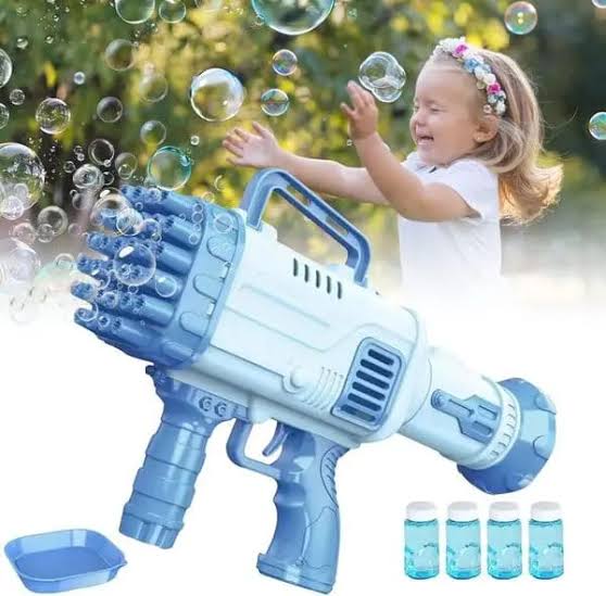 Bazooka Bubble Gun Machine for Kids – 32 Holes with Free Bubble Water Bottle