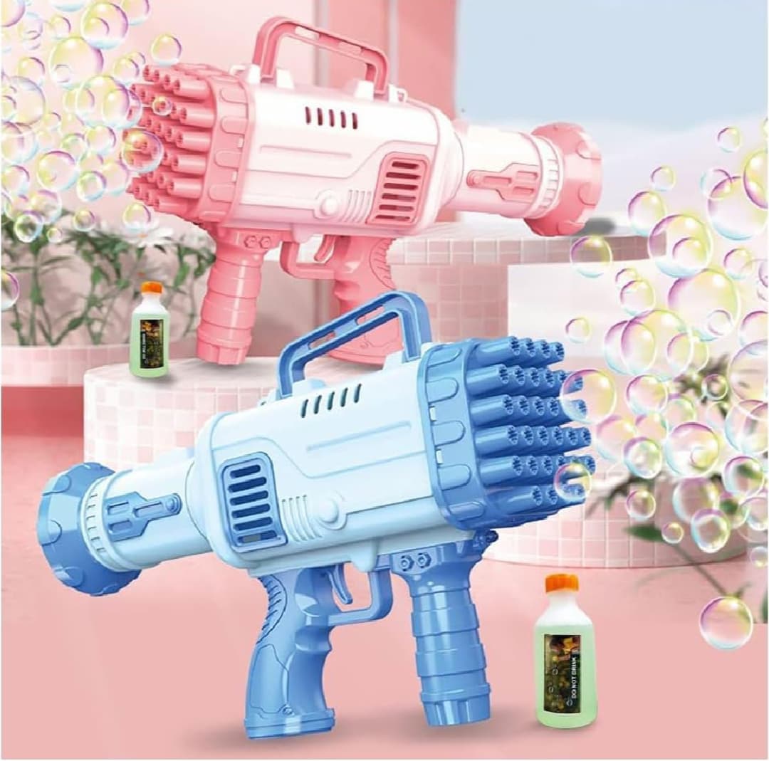 Bazooka Bubble Gun Machine for Kids – 32 Holes with Free Bubble Water Bottle