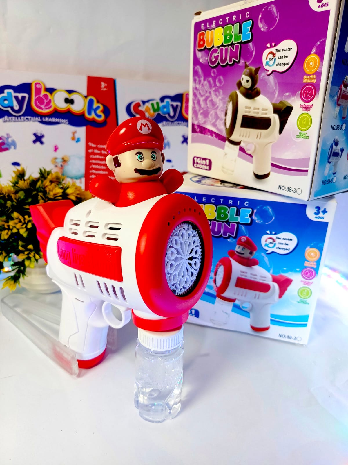 Cartoon Bubble Gun Machine For Kids With Free Water Bottle