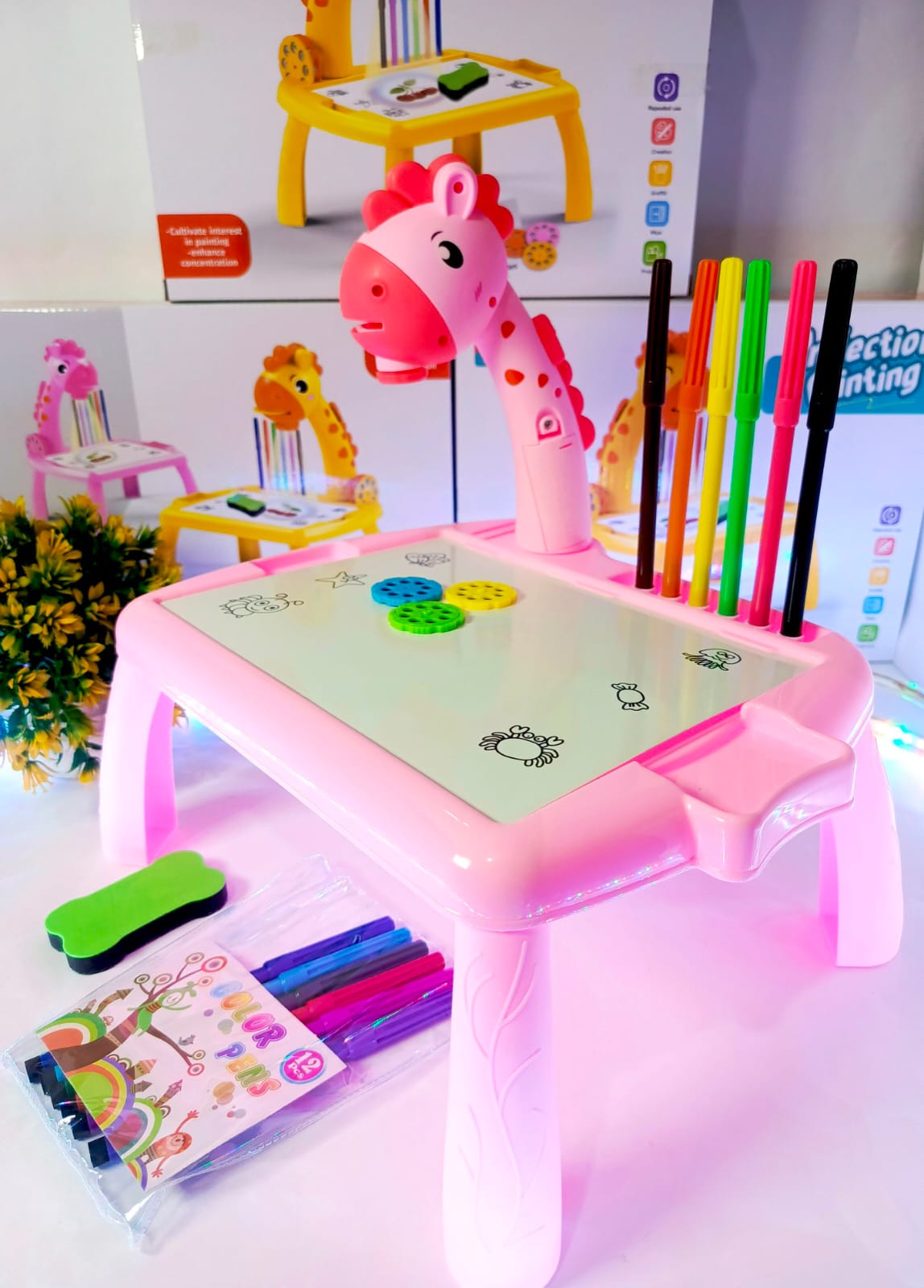 Projector Painting & Drawing Board for Kids – LED Light Projection Art Set