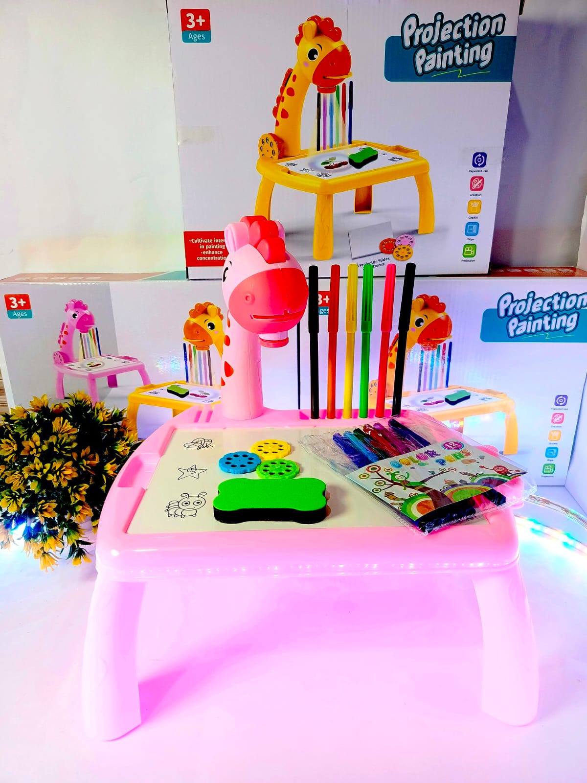 Projector Painting & Drawing Board for Kids – LED Light Projection Art Set
