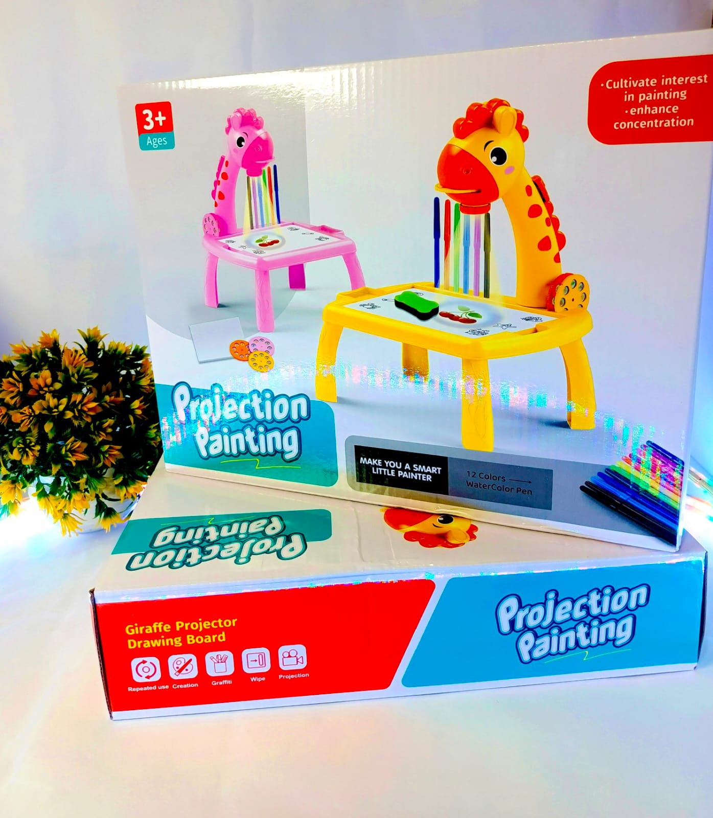 Projector Painting & Drawing Board for Kids – LED Light Projection Art Set