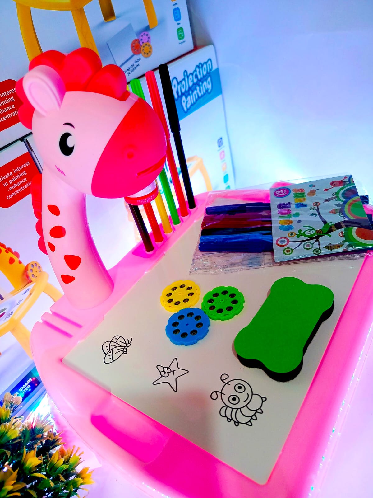 Projector Painting & Drawing Board for Kids – LED Light Projection Art Set