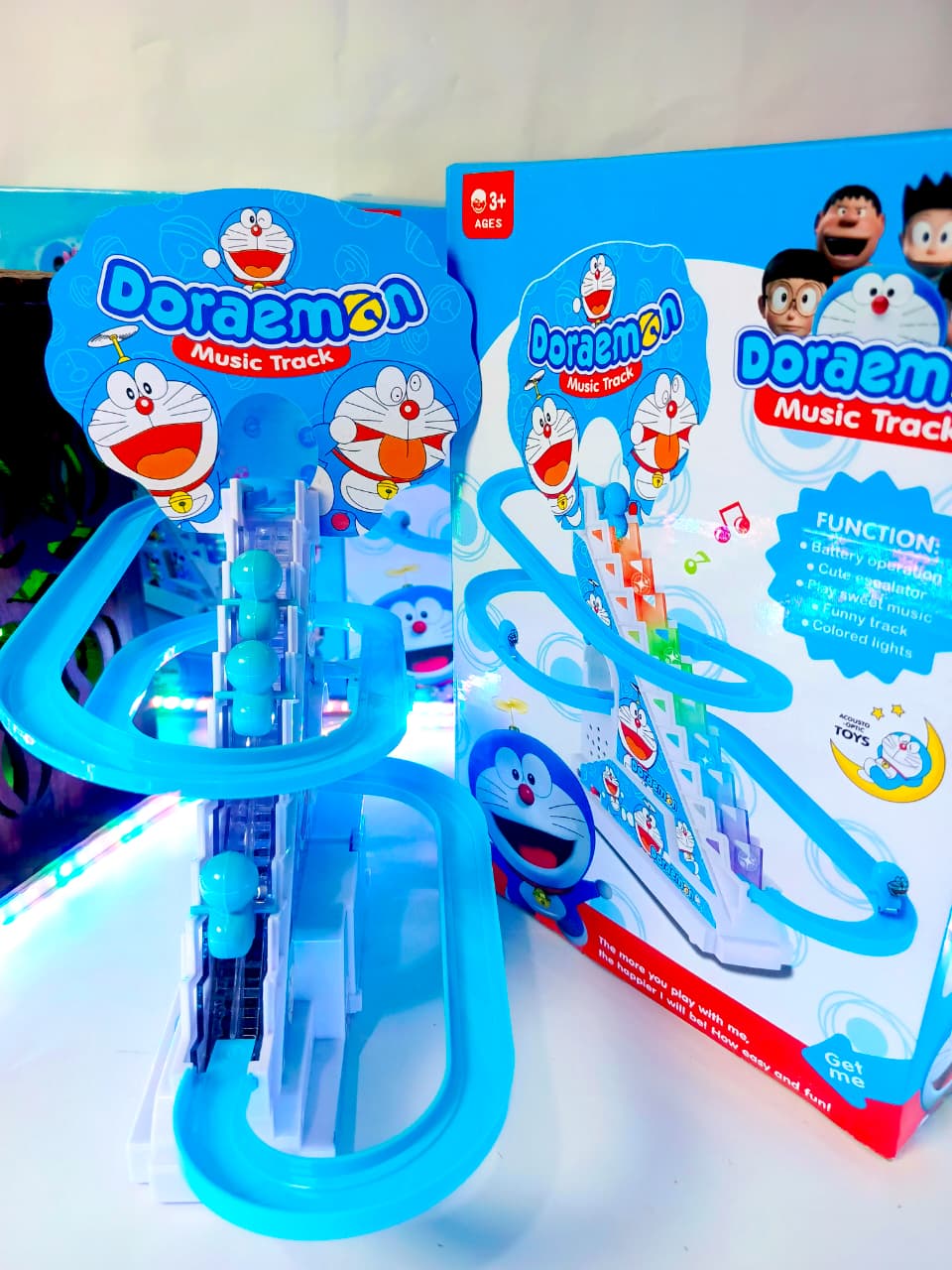 Doraemon Climbing Stairs Track Toy for Kids – With Light & Music