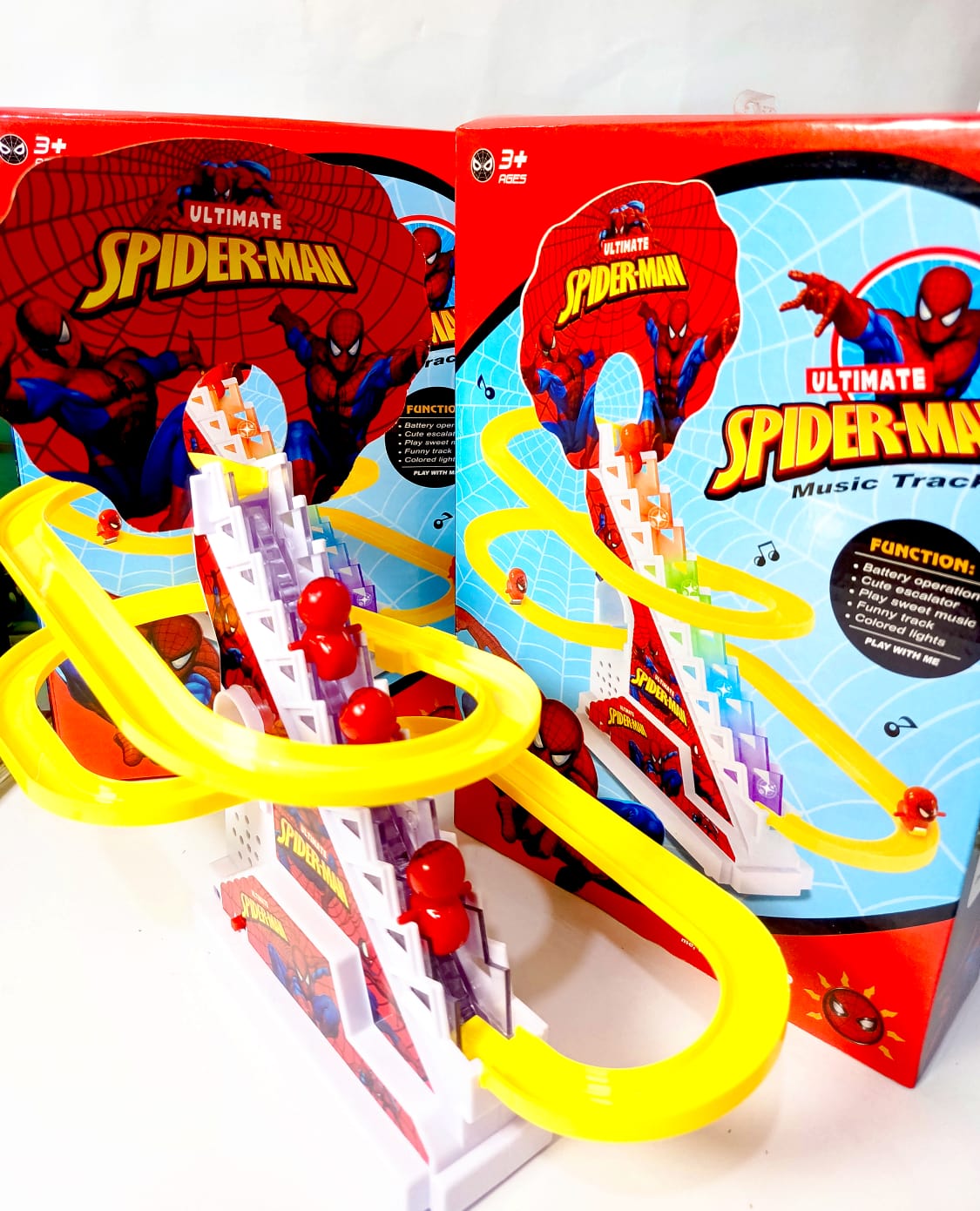 Spiderman Climbing Stairs Track Toy for Kids – With Light & Music
