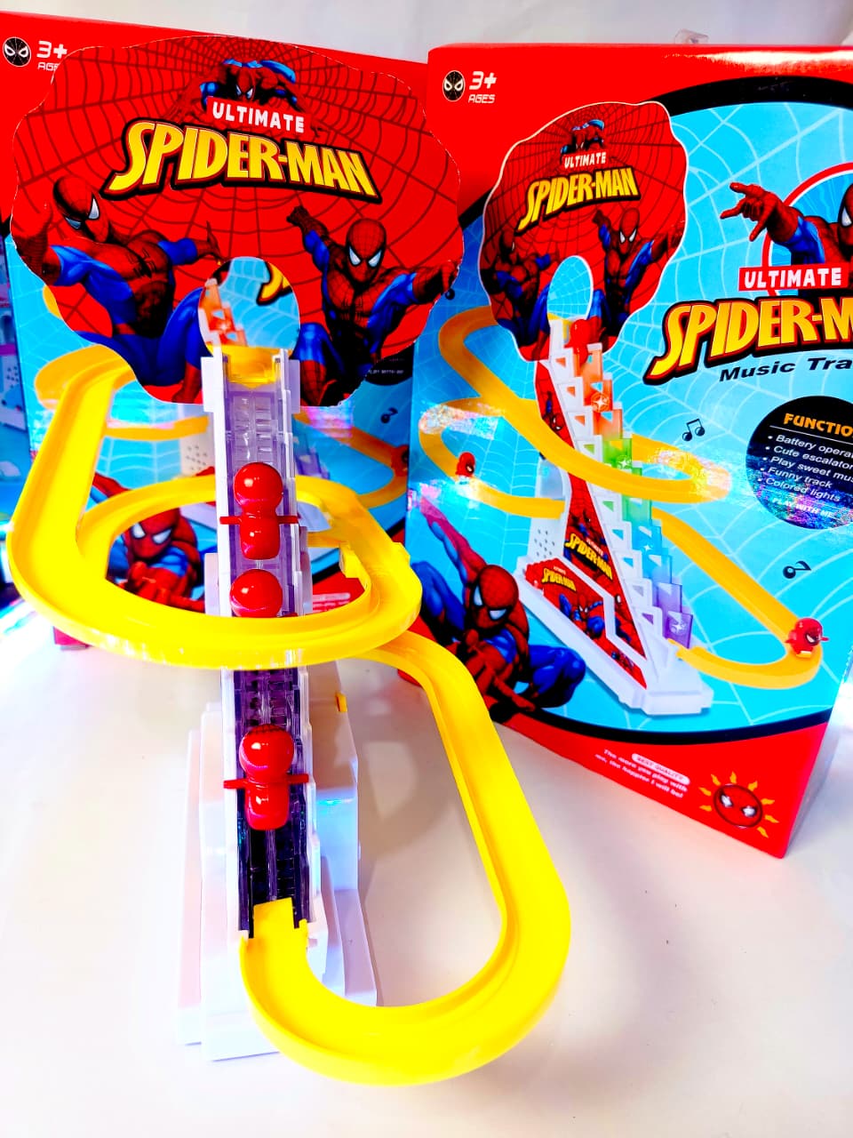 Spiderman Climbing Stairs Track Toy for Kids – With Light & Music