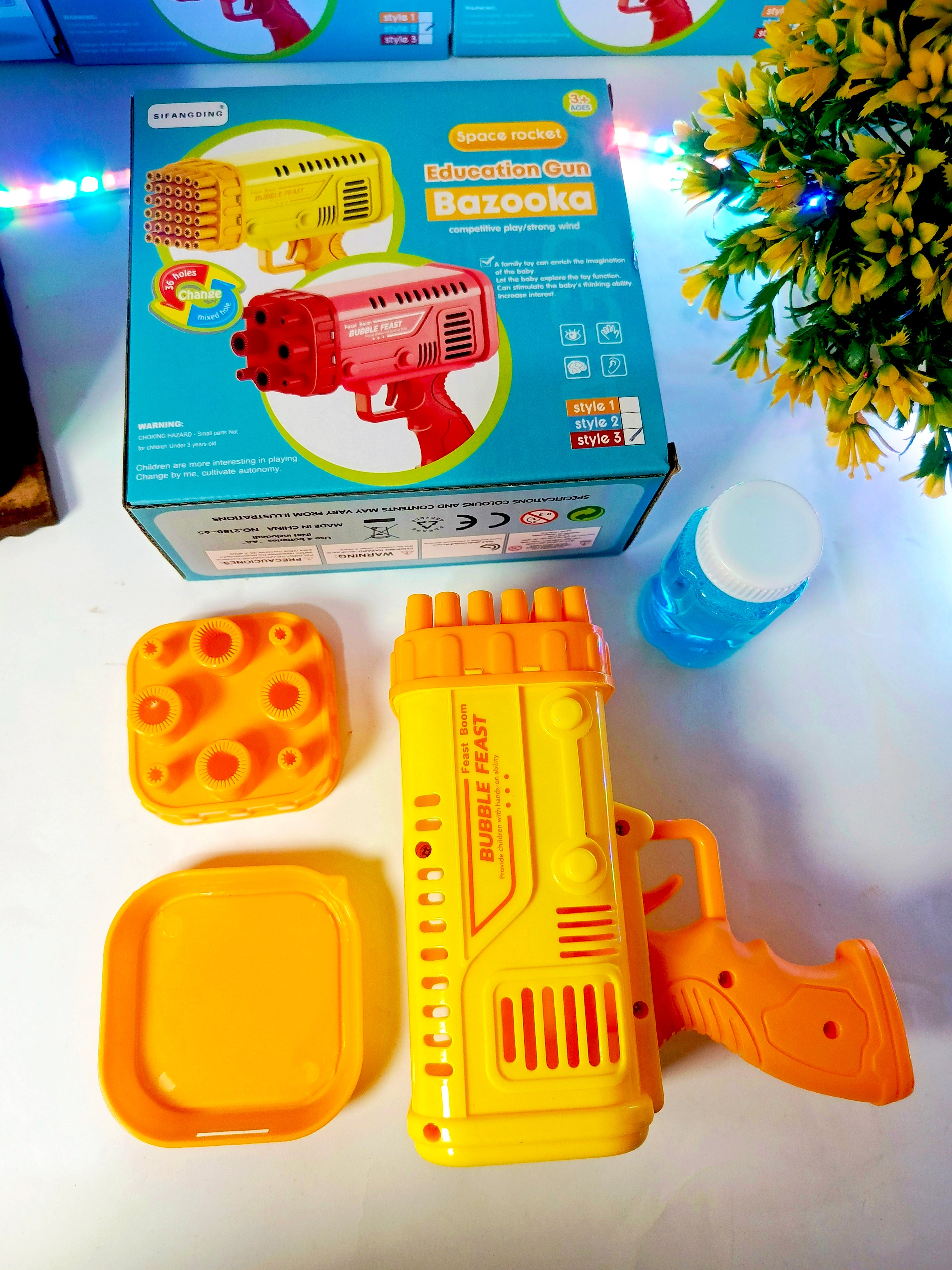 Bazooka Bubble Gun Machine for Kids – With Free Bubble Water Bottle