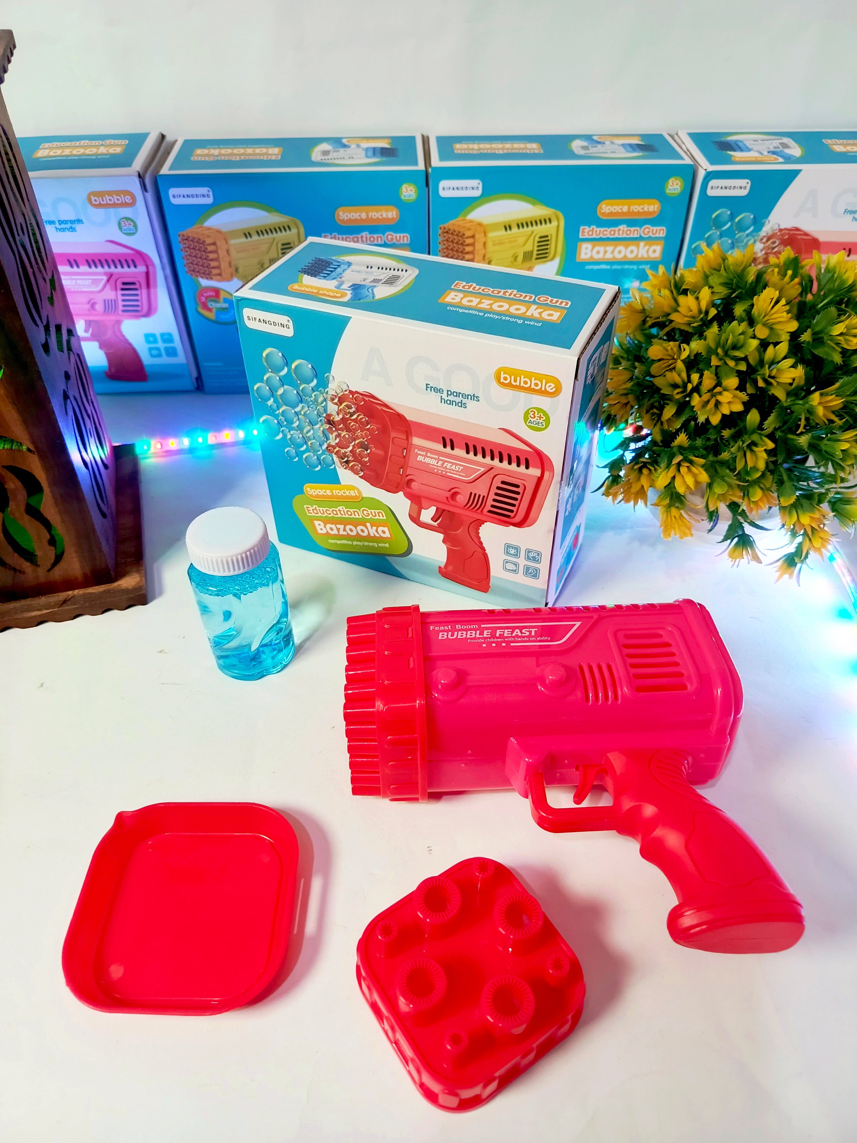 Bazooka Bubble Gun Machine for Kids – With Free Bubble Water Bottle