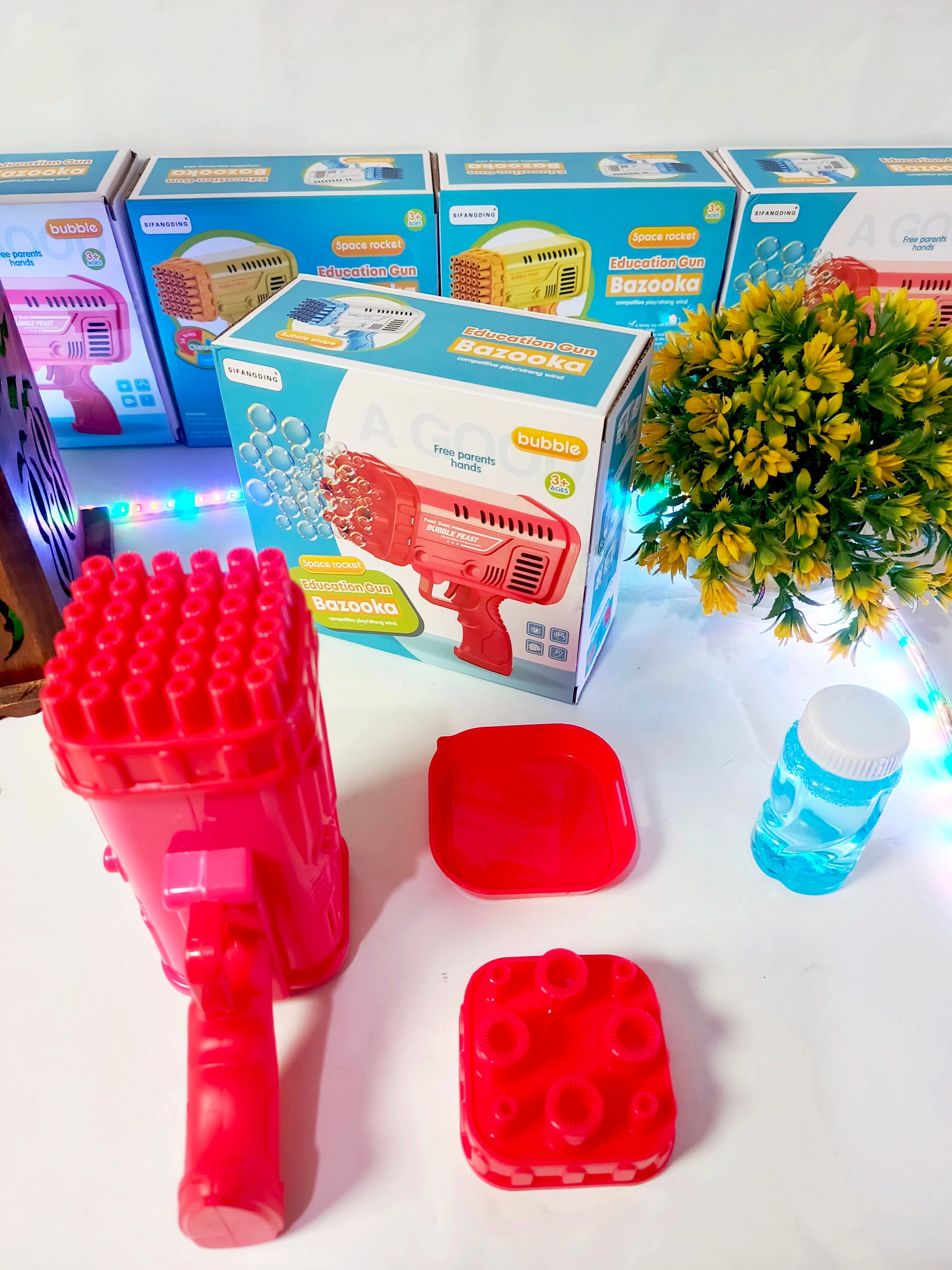 Bazooka Bubble Gun Machine for Kids – With Free Bubble Water Bottle